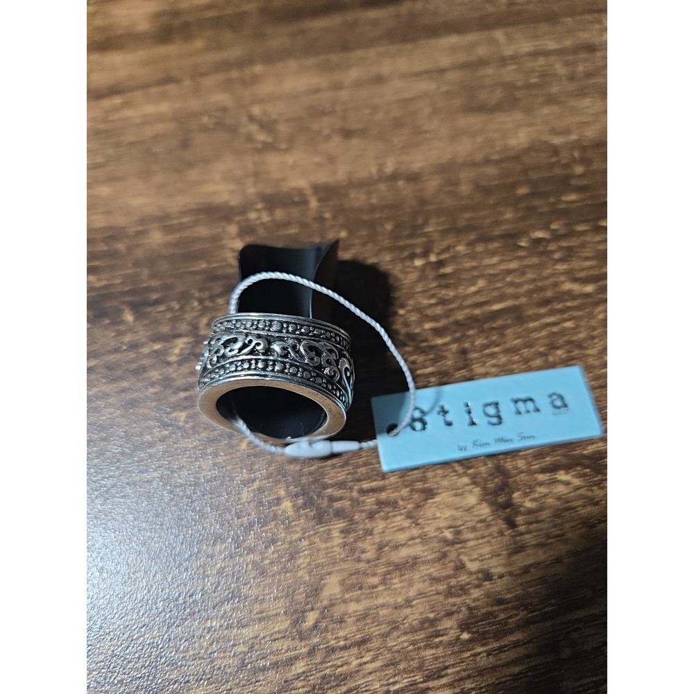 Stimga Mens Shield Cross-Ring - Vintage Silver Tone Gothic Biker Style 9 - Picture 3 of 5